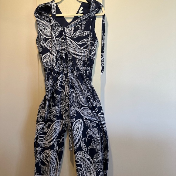Navy Paisley Jumpsuit - Picture 7 of 9
